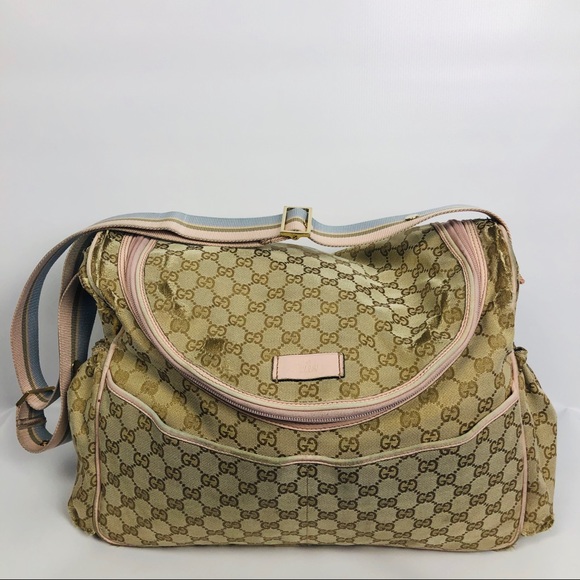 Gucci Handbags - GUCCI | Pink & Blue Diaper Bag